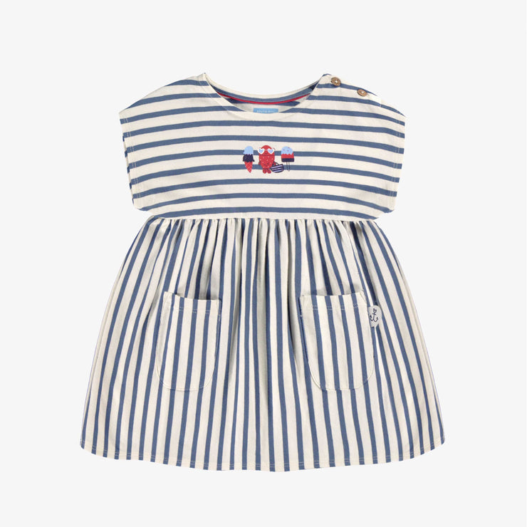 Robe crème et bleue en jersey à rayures, bébé