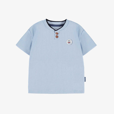 T-shirt bleu en jersey gaufré, bébé