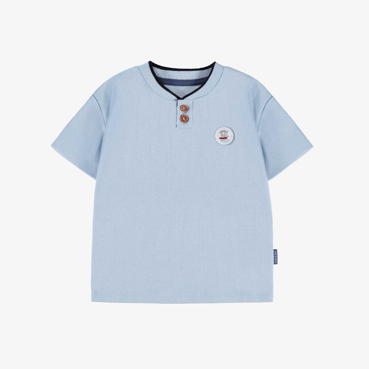 T-shirt bleu en jersey gaufré, bébé