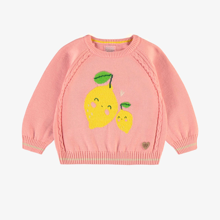 Chandail de tricot rose à motif de citrons, bébé