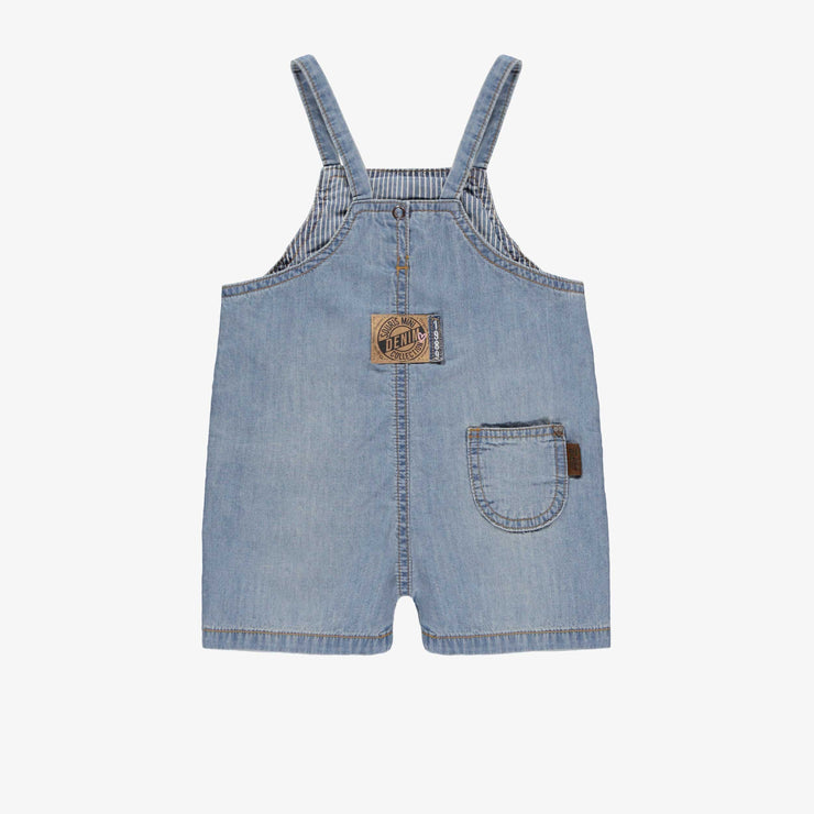 Dos de la salopette en denim léger bleu pâle avec broderie, bébé