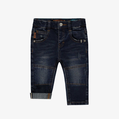 Pantalon en denim bleu foncé effet délavé, bébé 