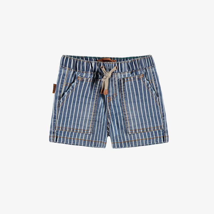 Short en denim bleu à rayures, bébé 