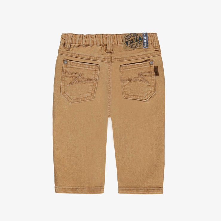Dos du pantalon en denim jaune ocre effet délavé, bébé