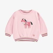 Chandail rose en coton français avec imprimé de cheval, bébé