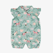 Combishort turquoise en popeline scintillante à motifs de chevaux, bébé