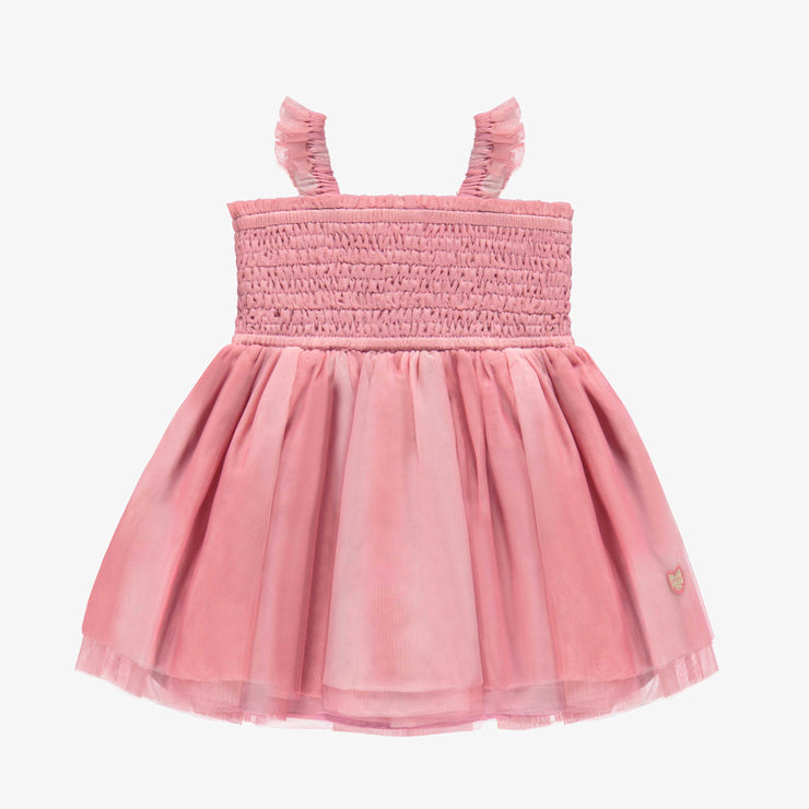 Robe rose en nid d'abeille et tulle, bébé