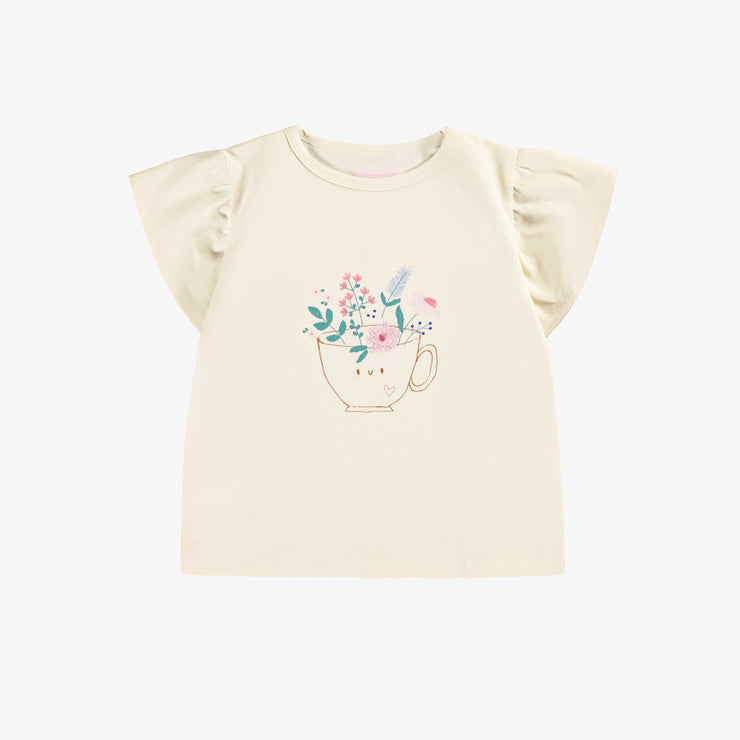 T-shirt crème avec volants et illustration, bébé