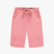 Pantalon rose avec broderie anglaise, bébé