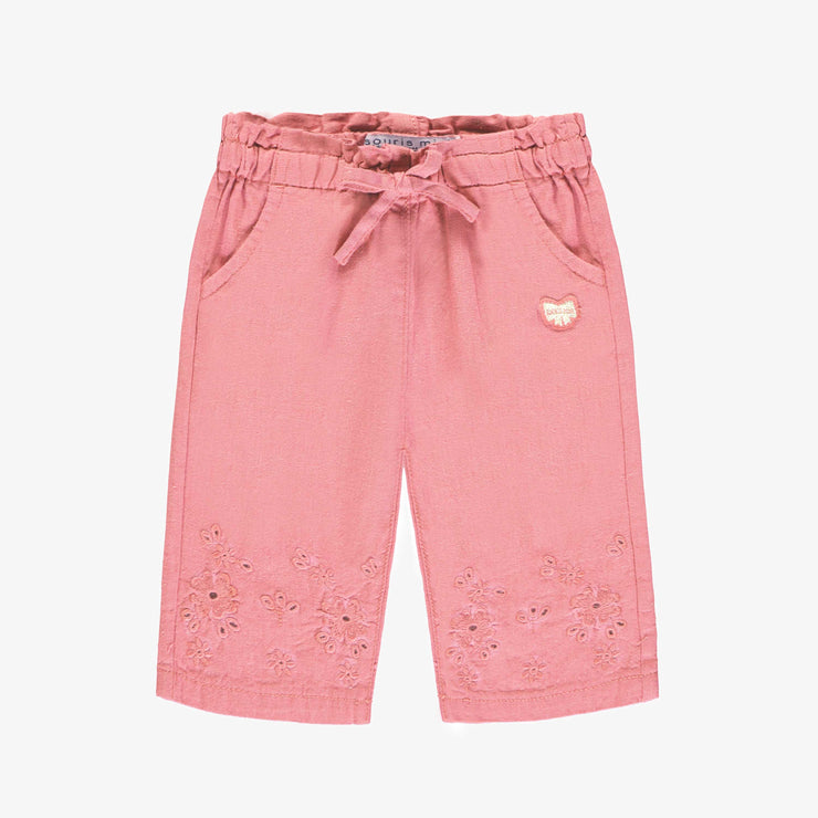 Pantalon rose avec broderie anglaise, bébé