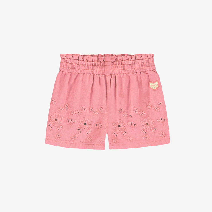 Short rose avec broderie anglaise, bébé