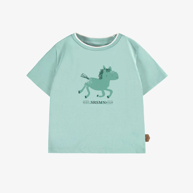 T-shirt turquoise cendré en jersey avec illustration, bébé