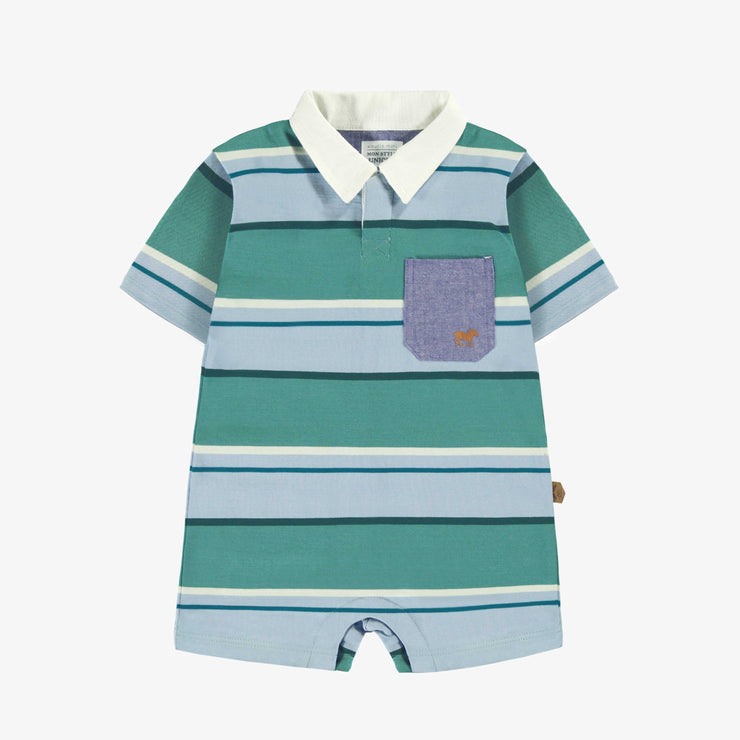 Barboteuse turquoise à rayures, bébé