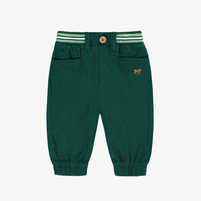 Pantalon vert en lin et coton avec découpes équestres, bébé
