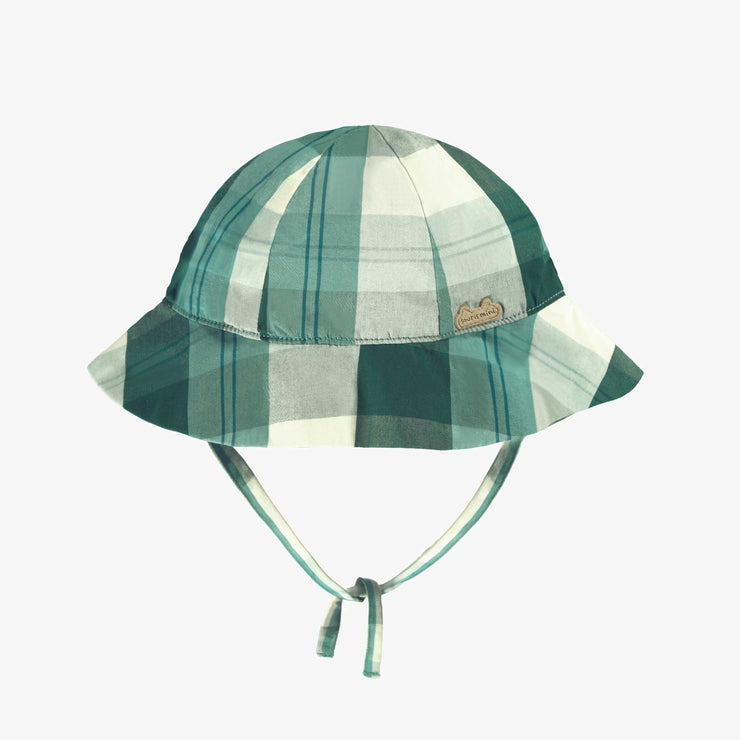Chapeau cloche vert et turquoise à carreaux, bébé