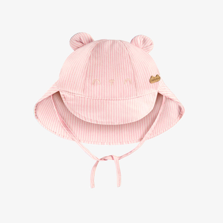 Chapeau cloche rose et blanc à rayures avec oreilles, bébé