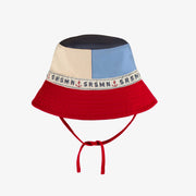 Chapeau de soleil rouge, bleu et crème en twill, bébé