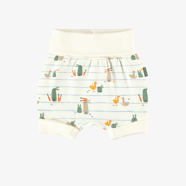 Short évolutif crème à rayures bleues et motifs de Pâques, bébé
