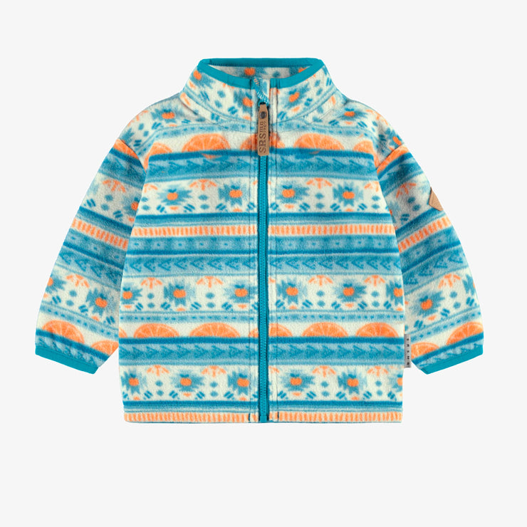 Veste de polar bleue à motifs et col montant, bébé