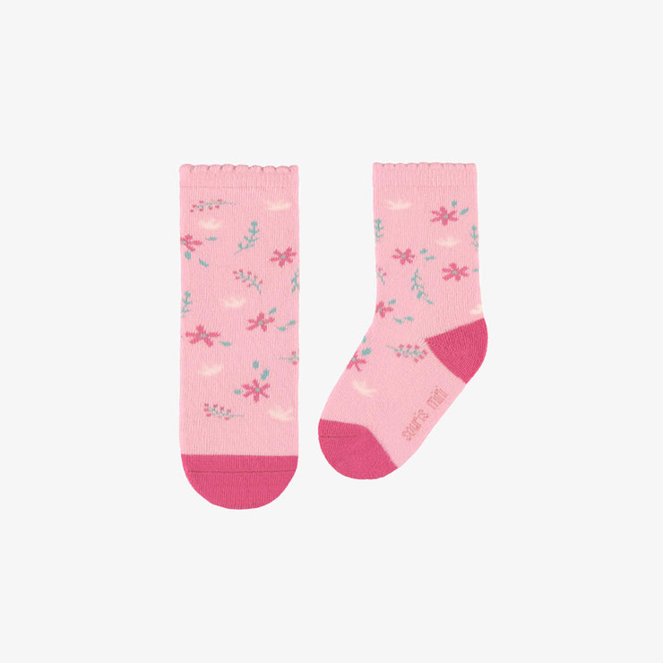 Chaussettes roses avec motifs de fleurs, bébé