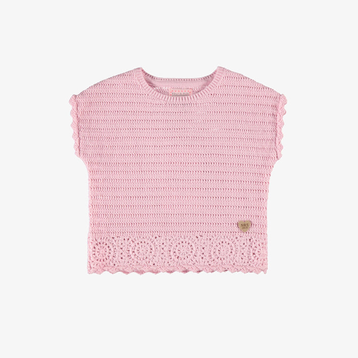 T-shirt rose en tricot à détails ajourés de fleurs, bébé