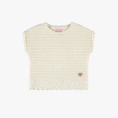 T-shirt crème en tricot à détails de fleurs, bébé