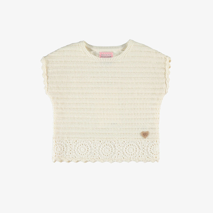 T-shirt crème en tricot à détails de fleurs, bébé