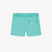 Dos du short de bain turquoise en microfibre au look sportif, enfant
