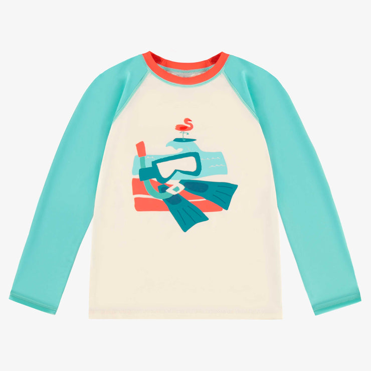T-shirt de bain crème à manches longues, enfant