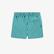 Dos du short de bain bleu à rayures blanches, enfant