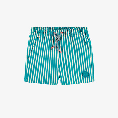 Short de bain bleu à rayures blanches, enfant