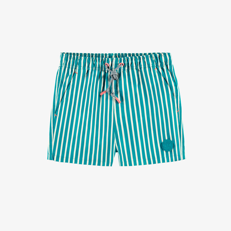 Short de bain bleu à rayures blanches, enfant