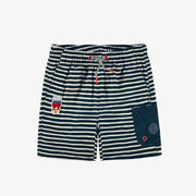 Bermuda de bain blanc et bleu marine à rayures, enfant