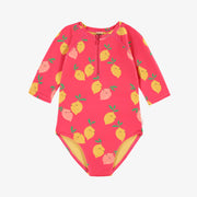 Maillot de bain une pièce rose à motifs de citrons, enfant