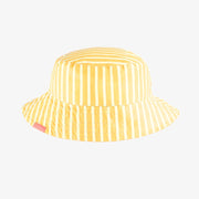 Chapeau de soleil rose réversible jaune et blanc à rayures, enfant