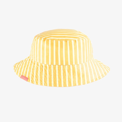 Chapeau de soleil rose réversible jaune et blanc à rayures, enfant