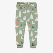 Bas de pyjama deux pièces crème et vert à motifs de Pâques, enfant