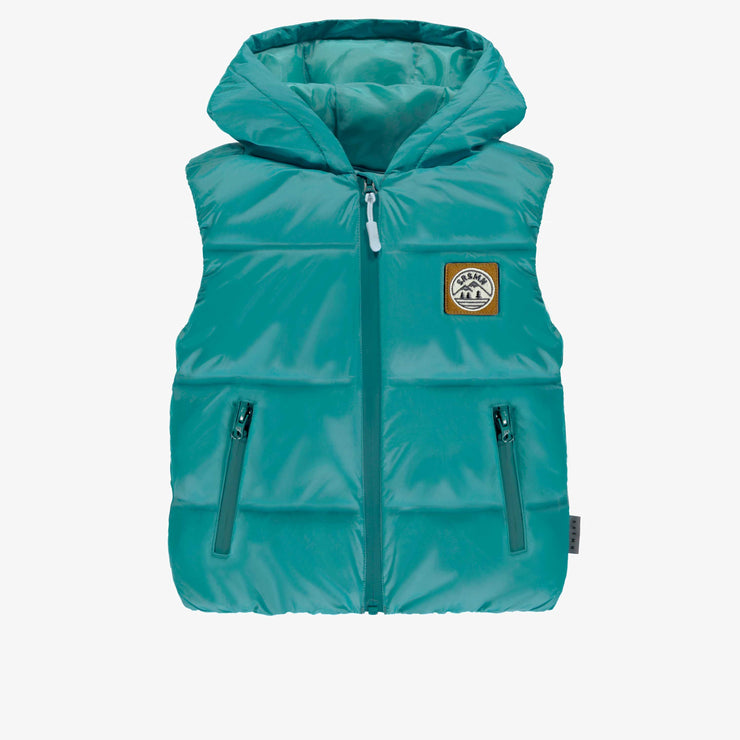 Veste doudoune sans manches turquoise à capuchon, enfant