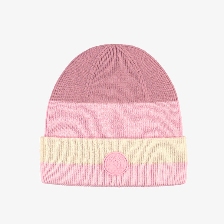 Tuque en tricot rose et crème, enfant