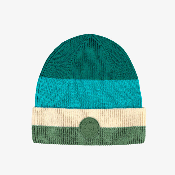 Tuque en tricot turquoise, verte et crème, enfant