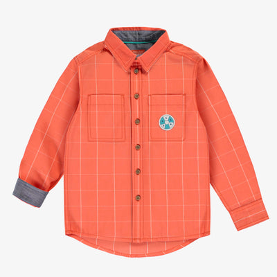 Chemise orange à carreaux, enfant