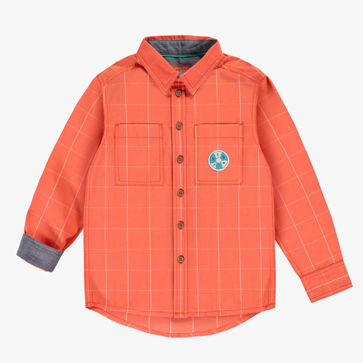 Chemise orange à carreaux, enfant