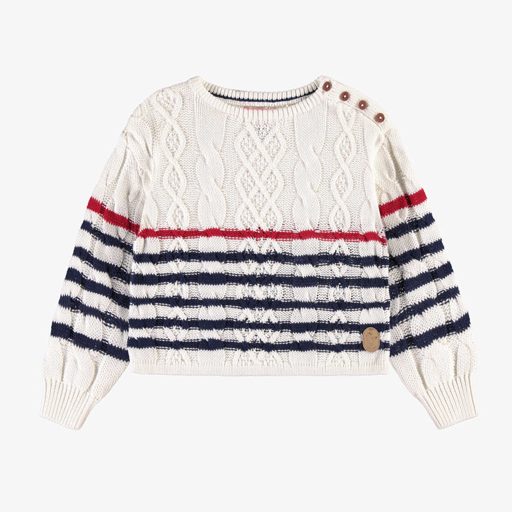 Chandail en tricot crème à rayures, enfant