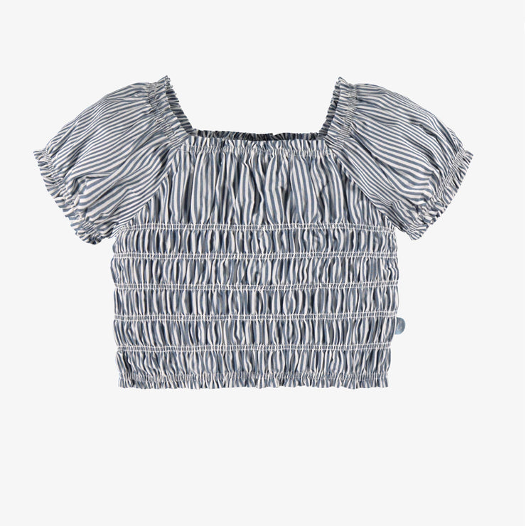 Blouse à rayures et nid d'abeille, enfant