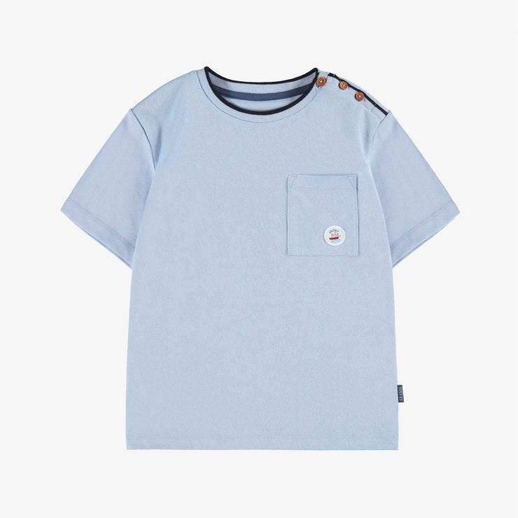 T-shirt bleu en jersey gaufré, enfant