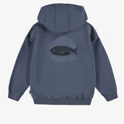 Dos de la veste à capuchon bleu marine, enfant