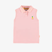 Polo sans manches rose en piqué, enfant