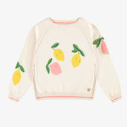 Chandail en tricot crème à motifs de citrons, enfant