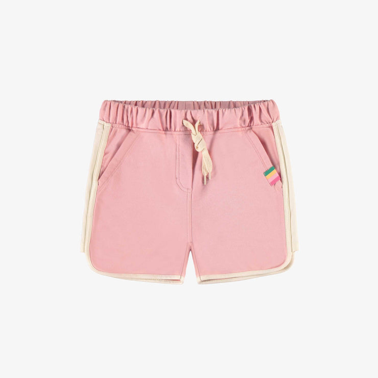 Short rose en coton français au look sportif, enfant