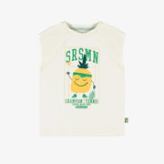 T-shirt sans manches crème avec illustration, enfant